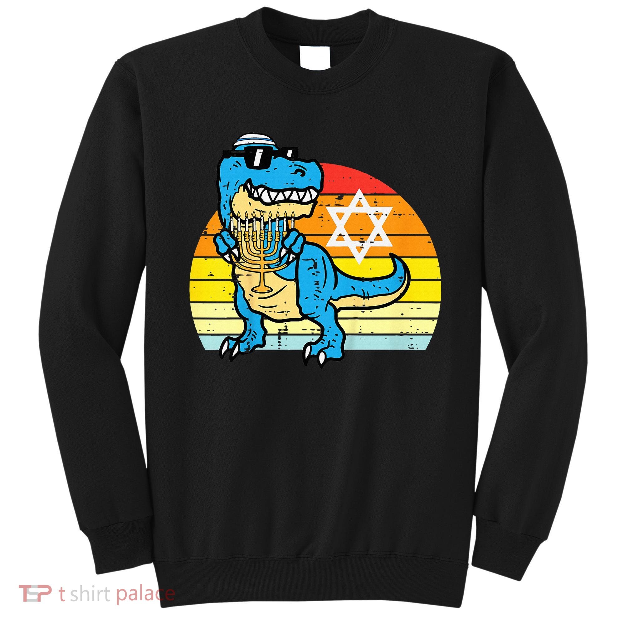  Hanukkah Trex Dino Retro Chanukah Jewish  Sweatshirt