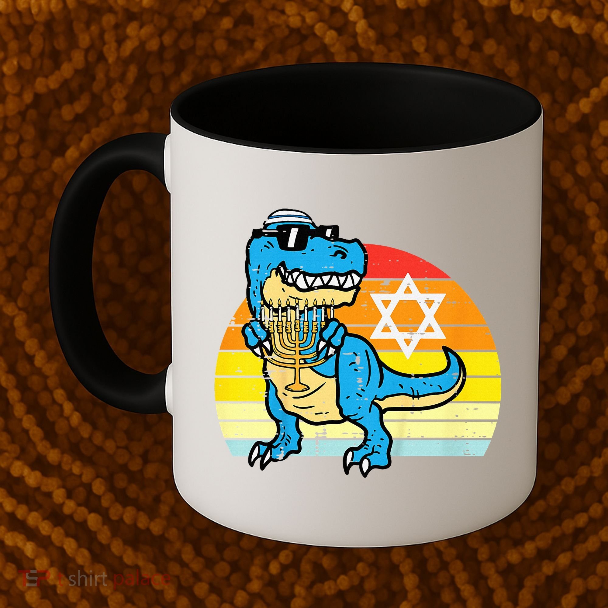  Hanukkah Trex Dino Retro Chanukah Jewish  Coffee Mug