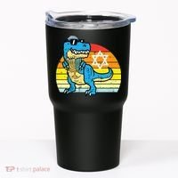  Hanukkah Trex Dino Retro Chanukah Jewish  Tumbler thumb 0