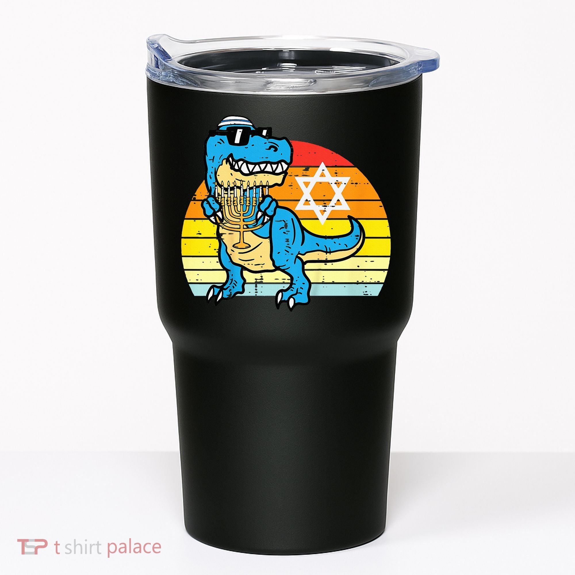 Hanukkah Trex Dino Retro Chanukah Jewish  Tumbler