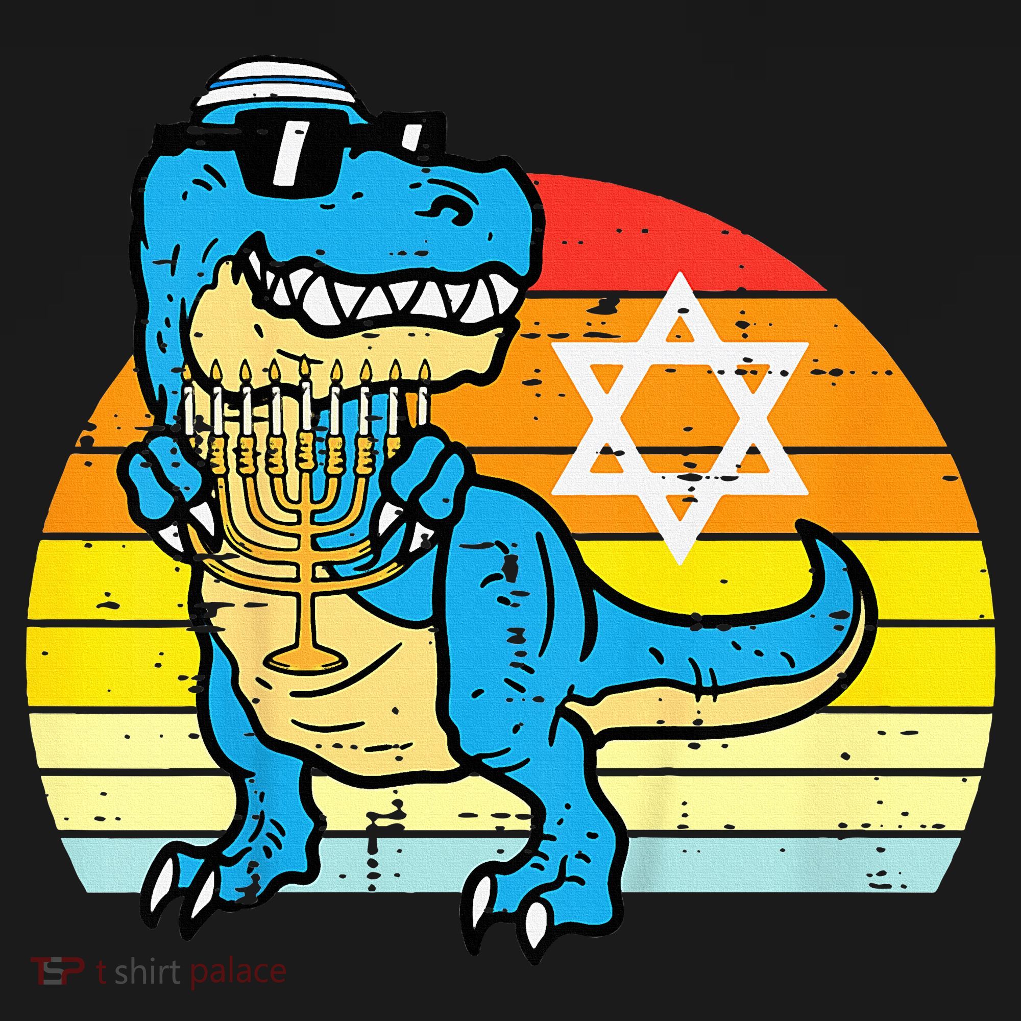  Hanukkah Trex Dino Retro Chanukah Jewish  Ornament