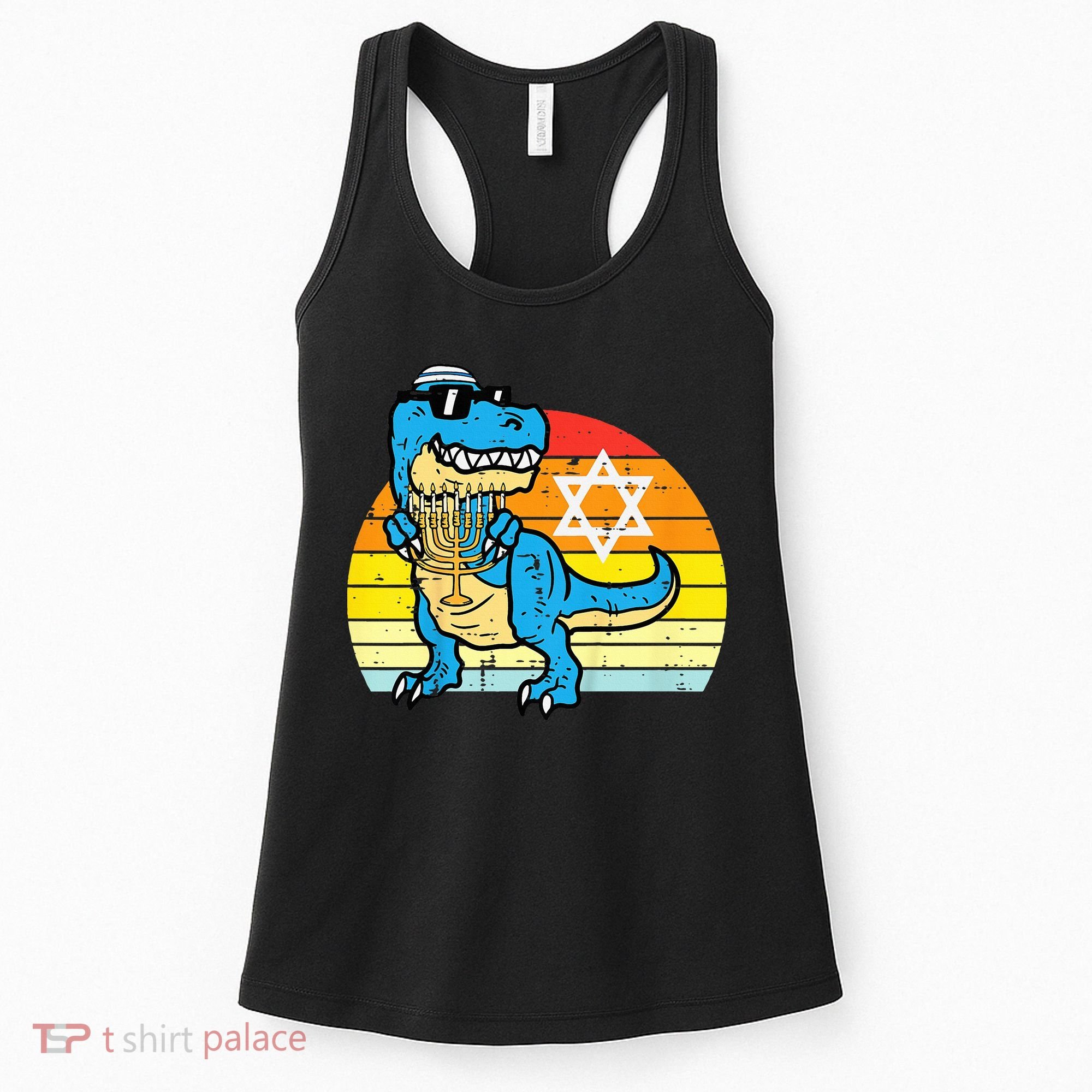  Hanukkah Trex Dino Retro Chanukah Jewish  Women's Tank Top