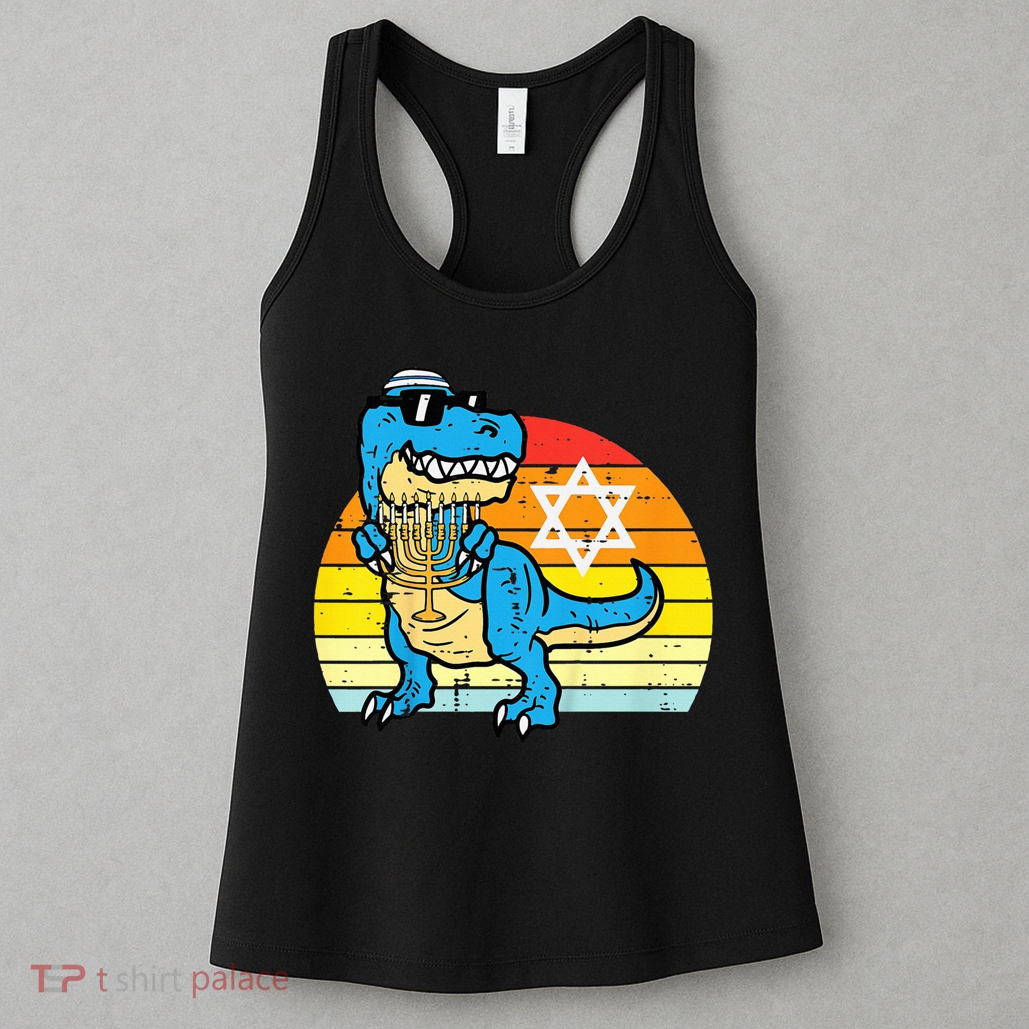  Hanukkah Trex Dino Retro Chanukah Jewish  Women's Tank Top