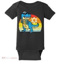  Hanukkah Trex Dino Retro Chanukah Jewish  Baby Bodysuit thumb 0