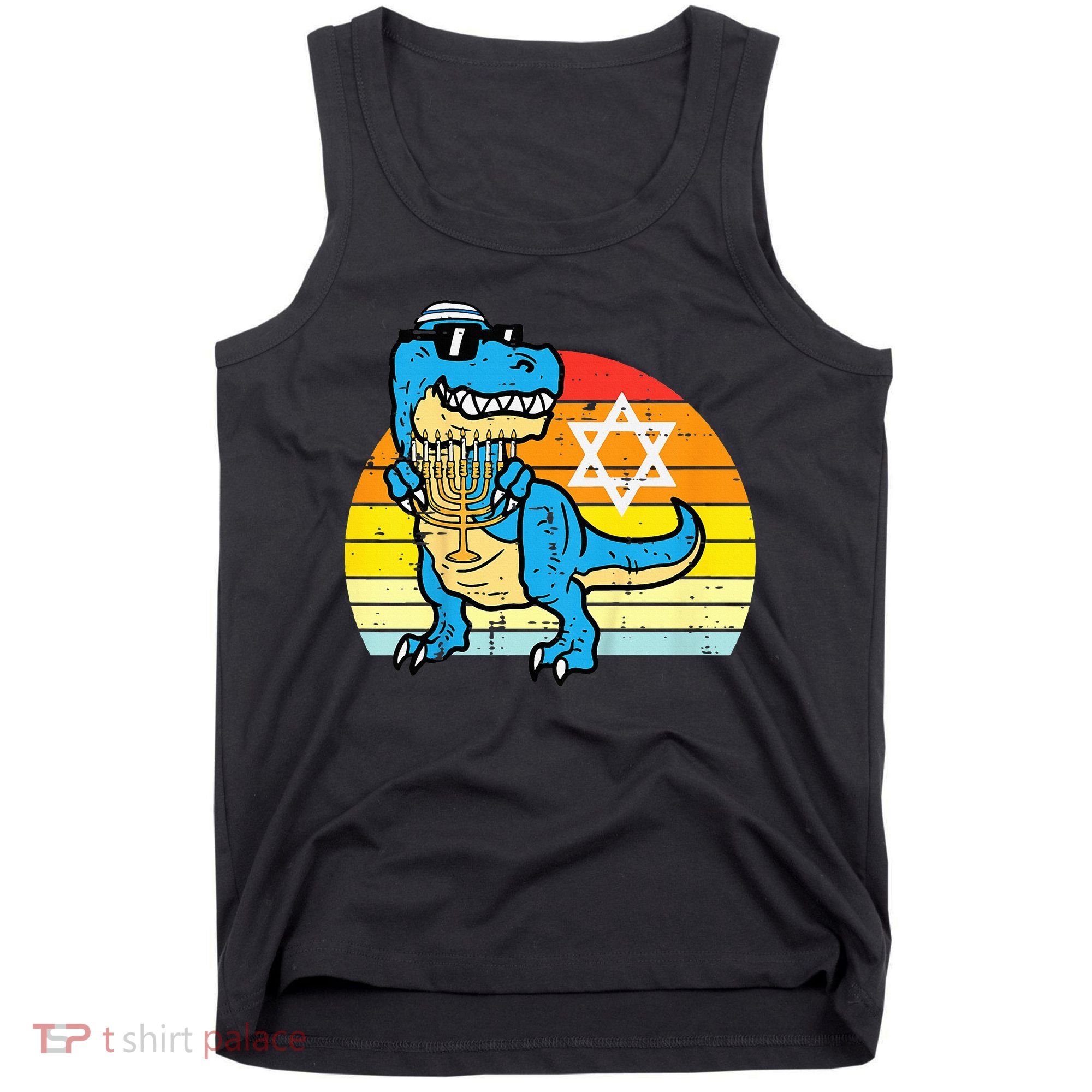  Hanukkah Trex Dino Retro Chanukah Jewish  Tank Top