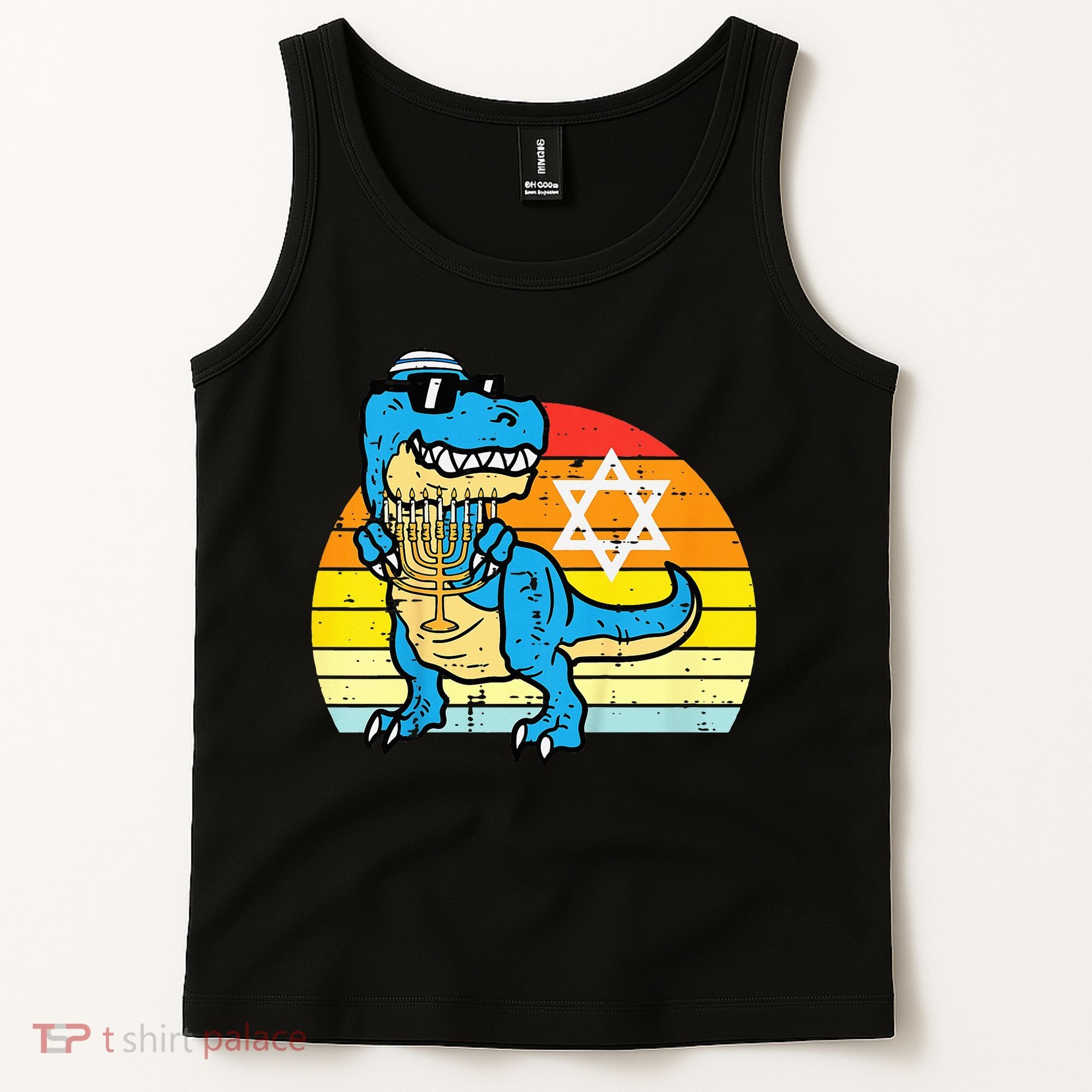  Hanukkah Trex Dino Retro Chanukah Jewish  Tank Top
