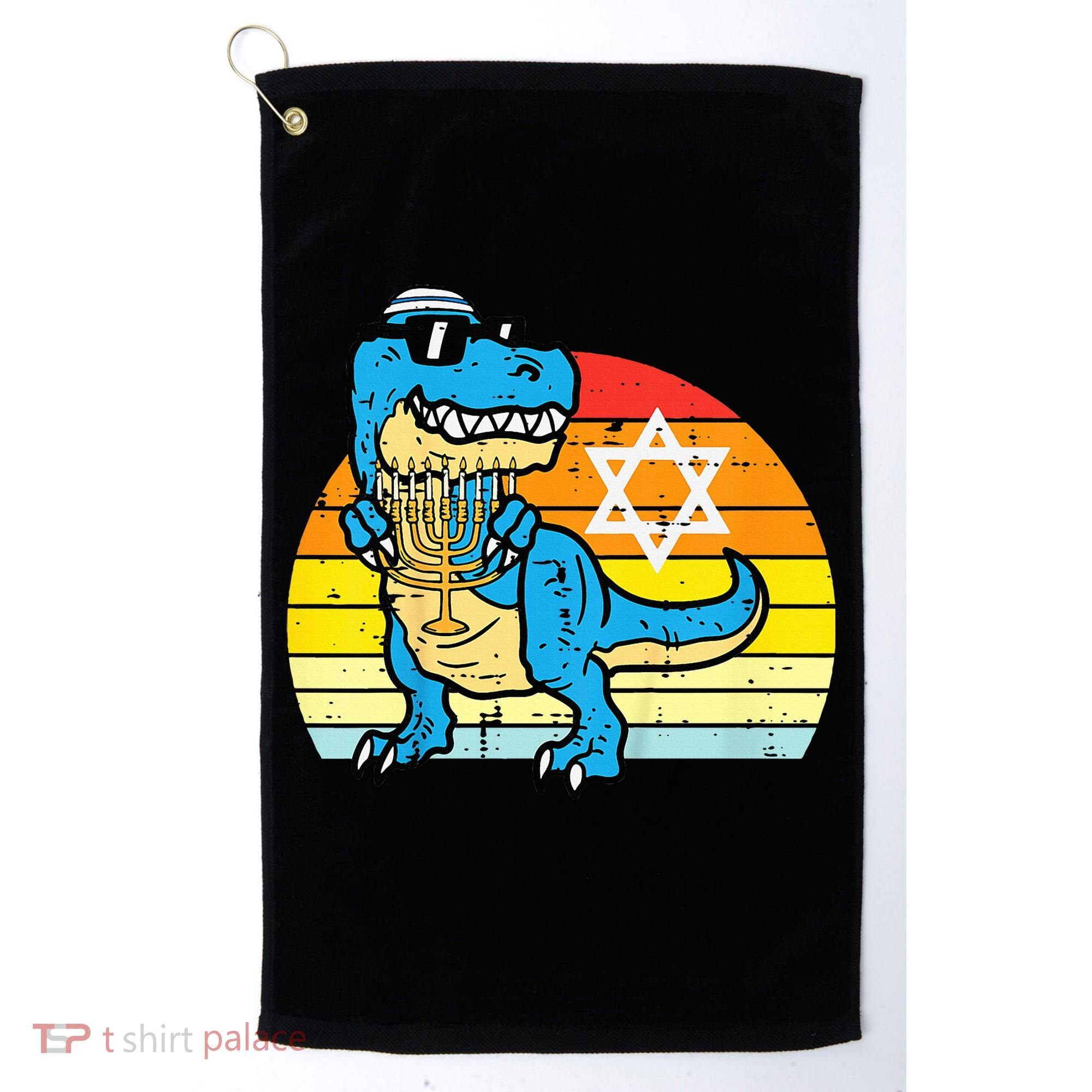  Hanukkah Trex Dino Retro Chanukah Jewish  Golf Towel