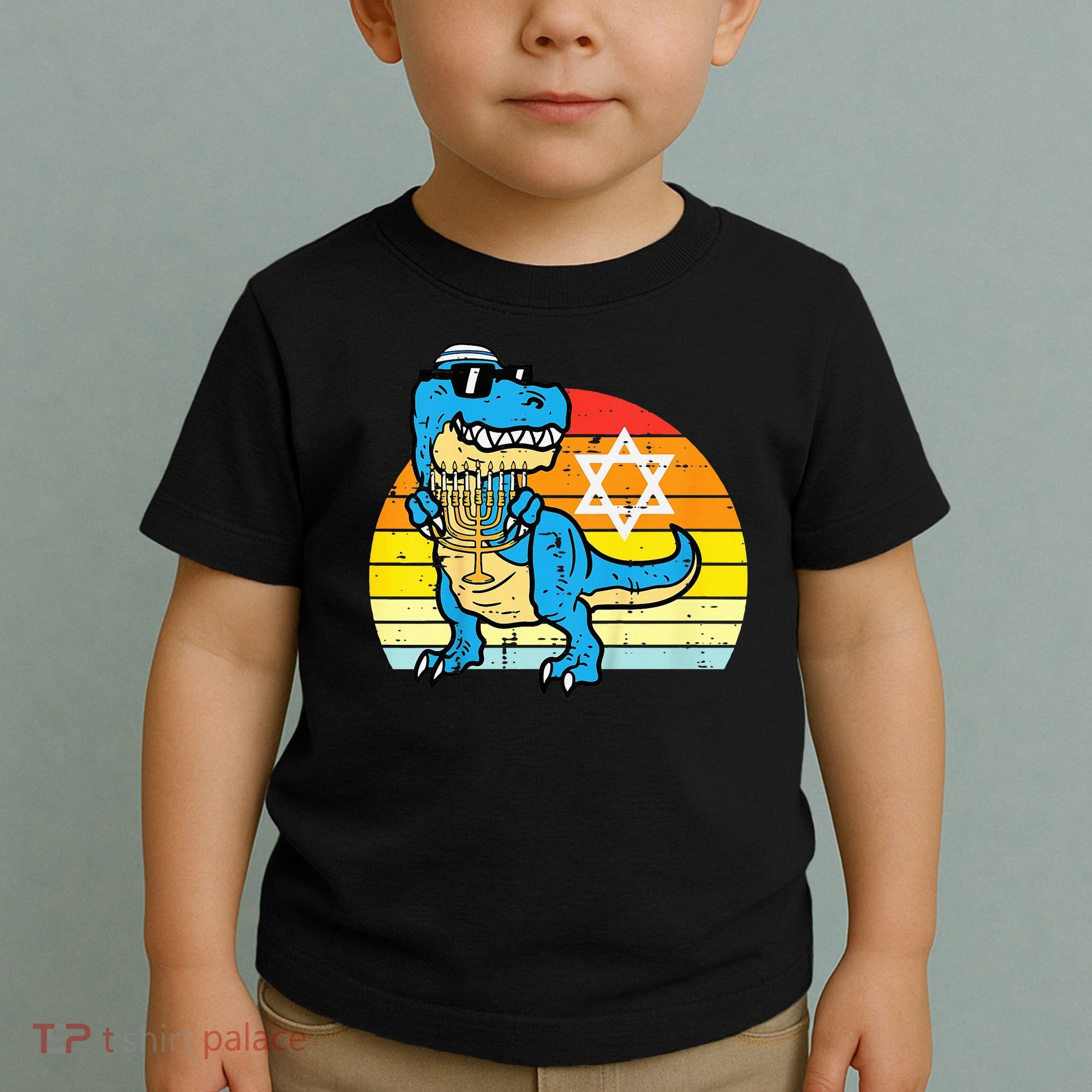  Hanukkah Trex Dino Retro Chanukah Jewish  Toddler T-Shirt