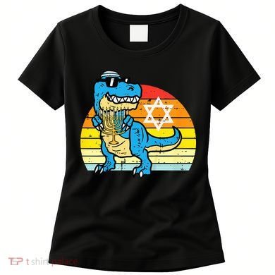  Hanukkah Trex Dino Retro Chanukah Jewish  Women's T-Shirt