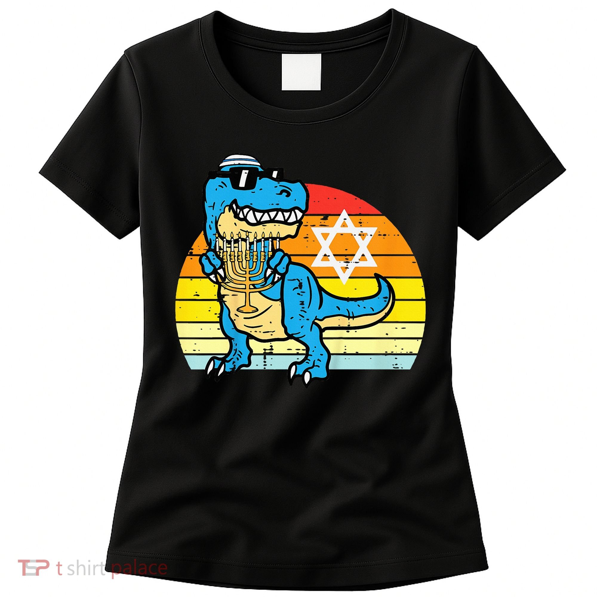  Hanukkah Trex Dino Retro Chanukah Jewish  Women's T-Shirt