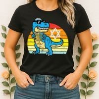  Hanukkah Trex Dino Retro Chanukah Jewish  Women's T-Shirt thumb 2