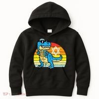  Hanukkah Trex Dino Retro Chanukah Jewish  Kids Hoodie thumb 0