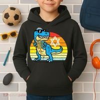  Hanukkah Trex Dino Retro Chanukah Jewish  Kids Hoodie thumb 2