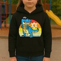  Hanukkah Trex Dino Retro Chanukah Jewish  Kids Hoodie thumb 3