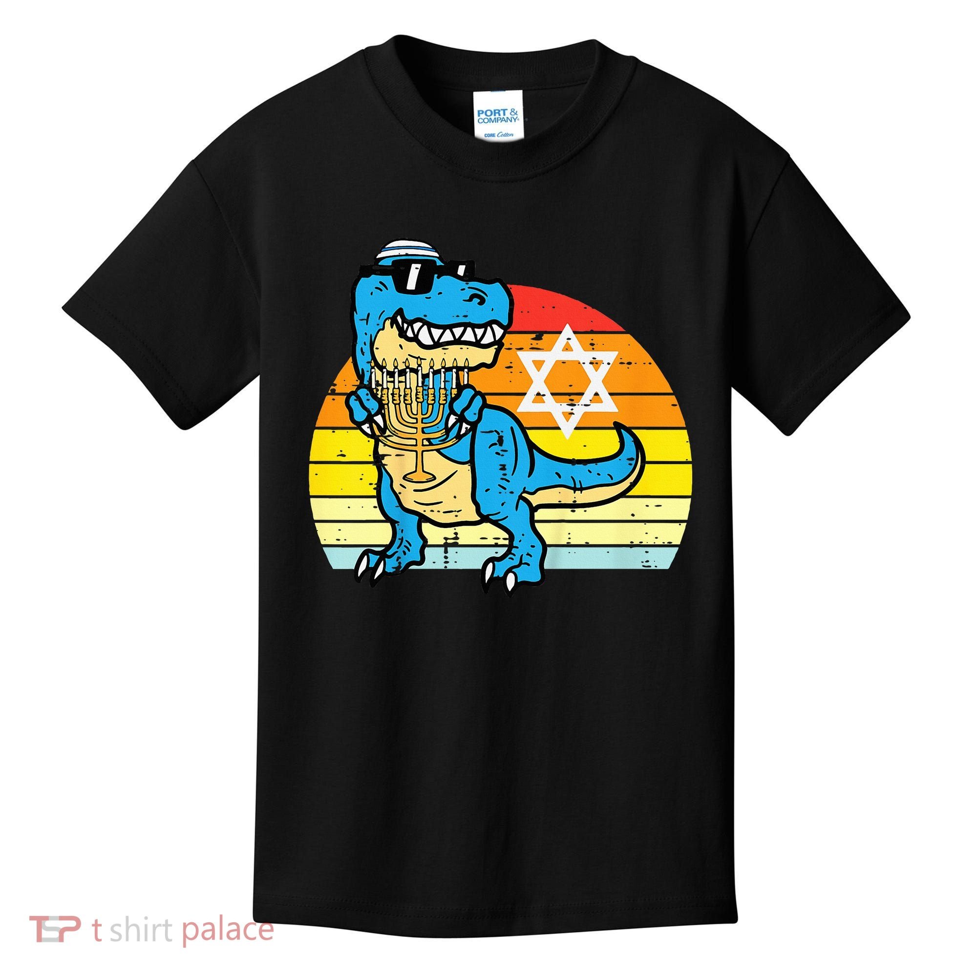  Hanukkah Trex Dino Retro Chanukah Jewish  Kids T-Shirt
