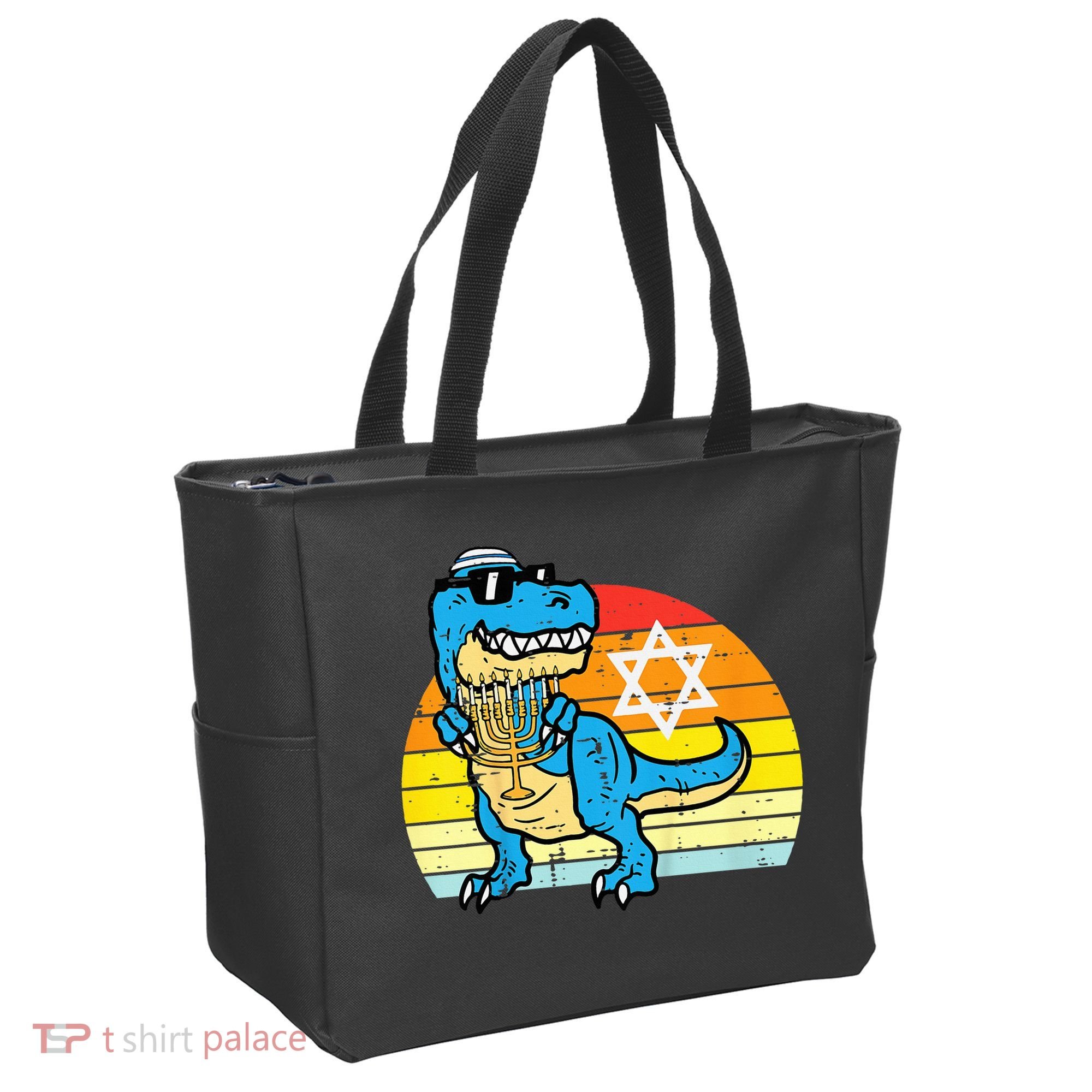  Hanukkah Trex Dino Retro Chanukah Jewish  Tote Bag