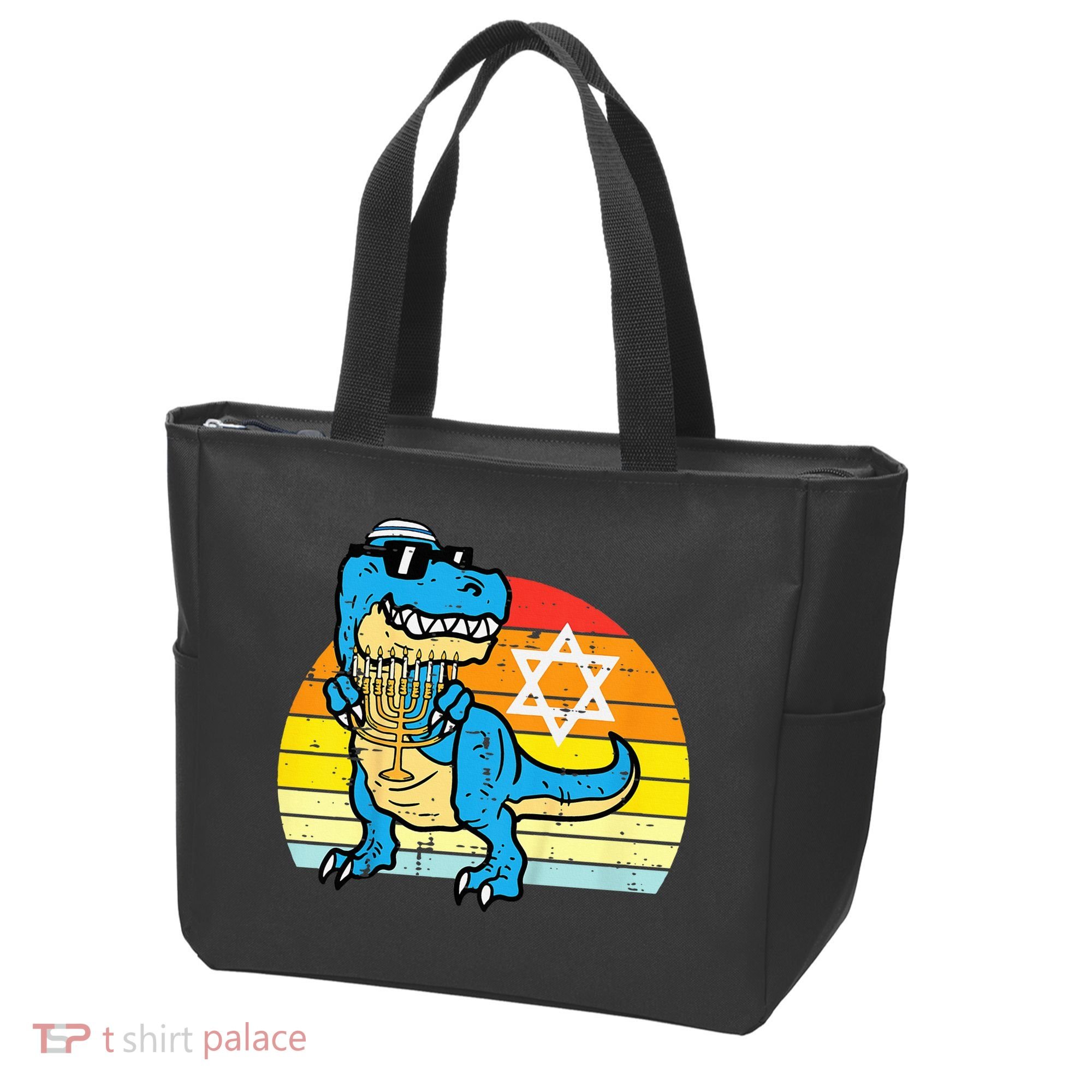  Hanukkah Trex Dino Retro Chanukah Jewish  Tote Bag