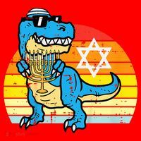 Hanukkah Trex Dino Retro Chanukah Jewish  Santa Hat thumb 1