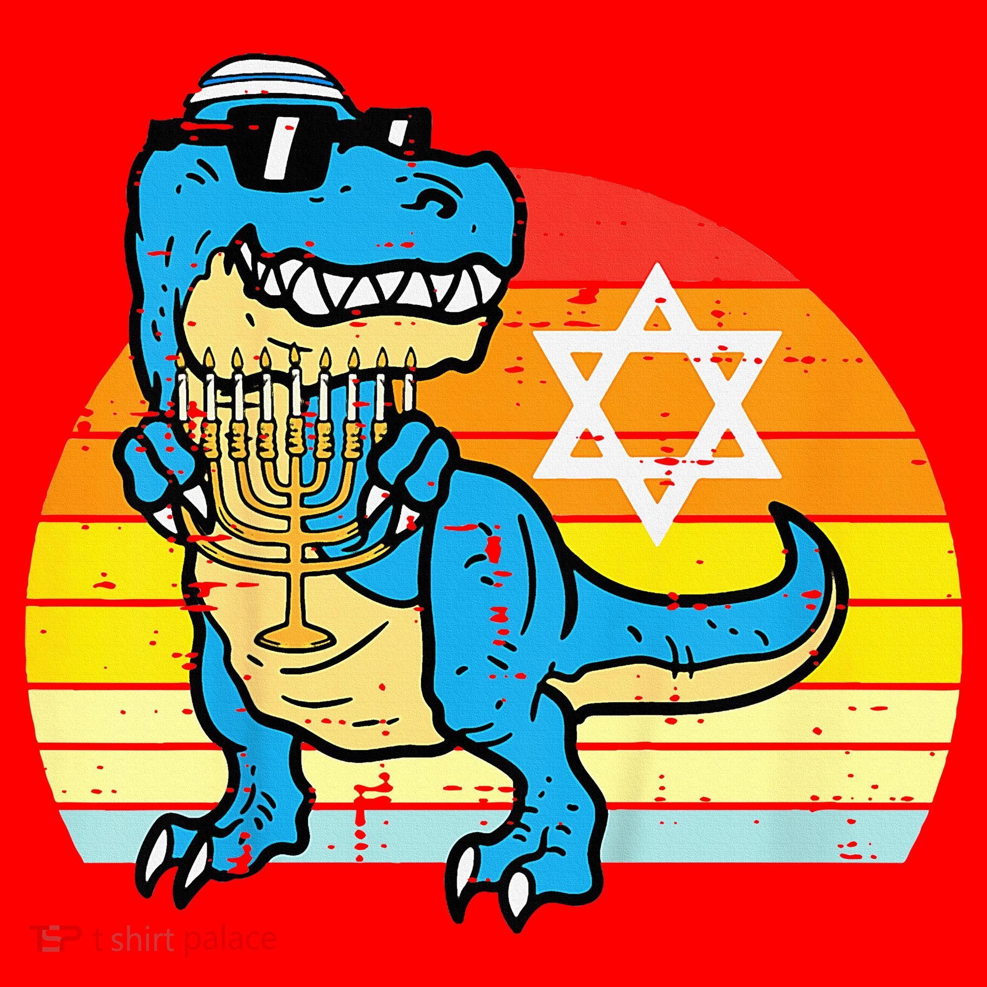  Hanukkah Trex Dino Retro Chanukah Jewish  Santa Hat