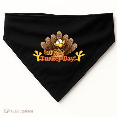 Happy Turkey Day Funny Thanksgiving USA-Made Doggie Bandana