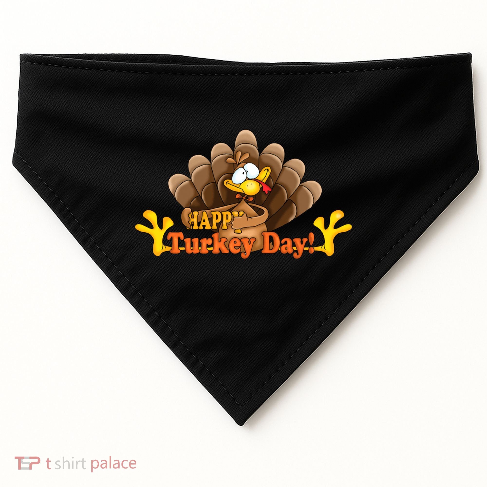Happy Turkey Day Funny Thanksgiving USA-Made Doggie Bandana