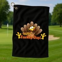 Happy Turkey Day Funny Thanksgiving Golf Towel thumb 1