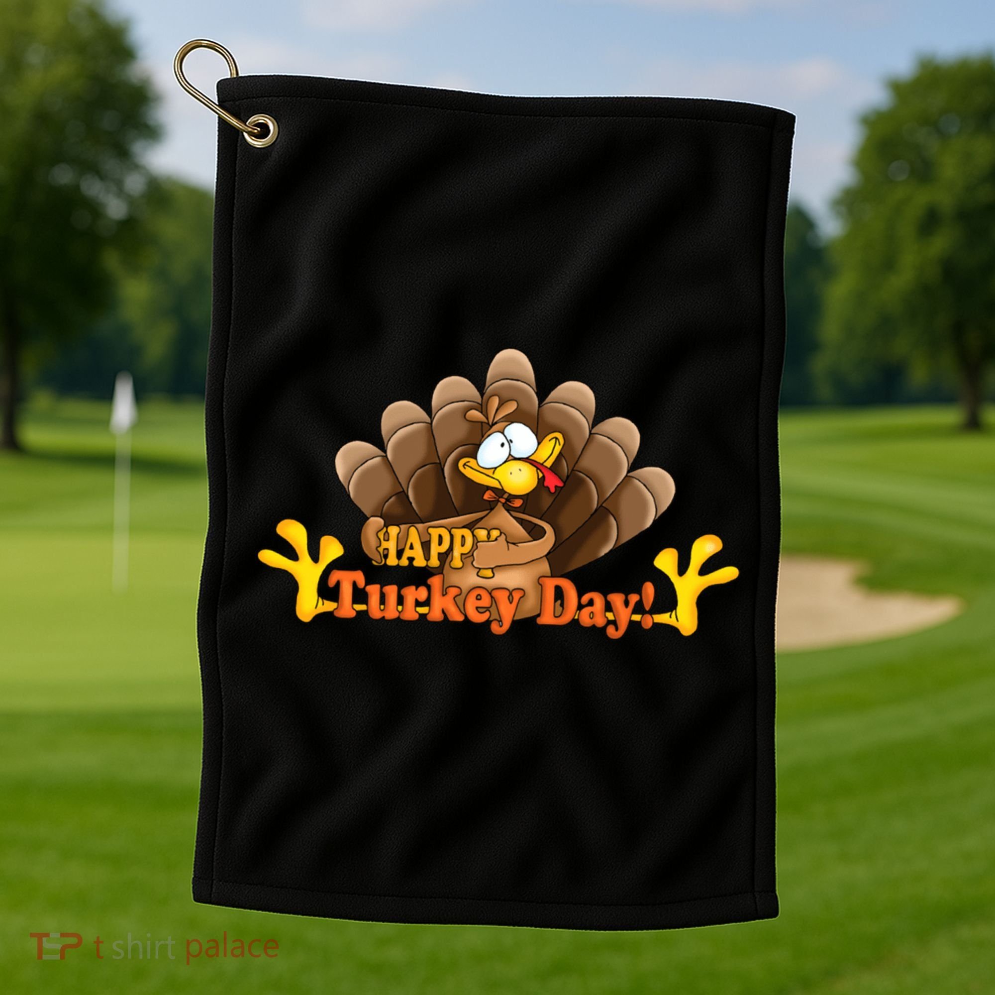 Happy Turkey Day Funny Thanksgiving Golf Towel