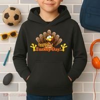 Happy Turkey Day Funny Thanksgiving Kids Hoodie thumb 2
