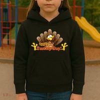 Happy Turkey Day Funny Thanksgiving Kids Hoodie thumb 3