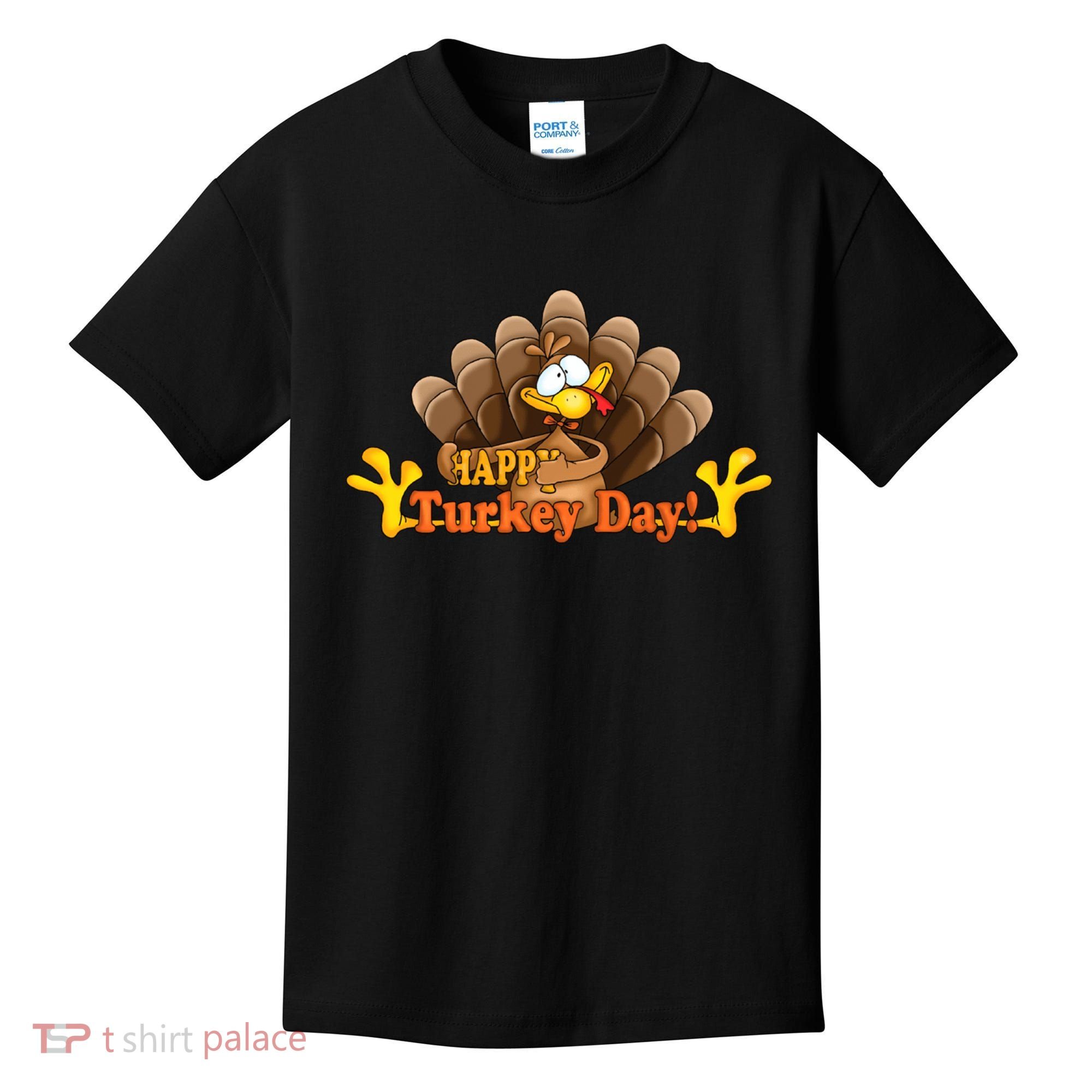 Happy Turkey Day Funny Thanksgiving Kids T-Shirt
