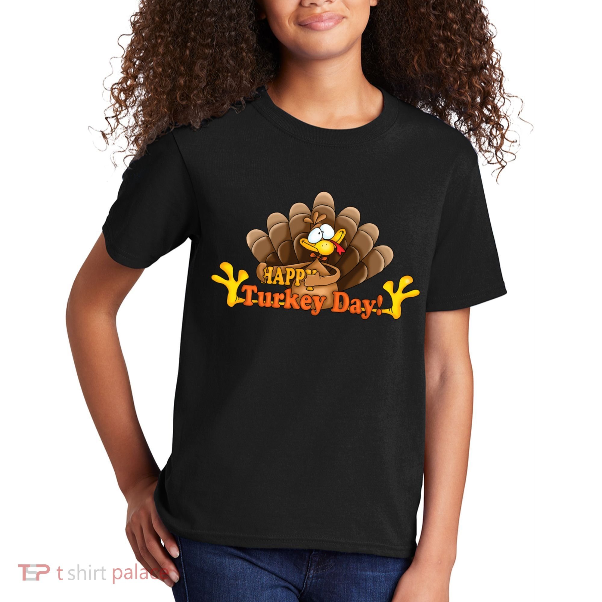 Happy Turkey Day Funny Thanksgiving Kids T-Shirt