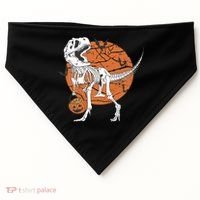 Halloween TRex Dinosaur Skeleton USA-Made Doggie Bandana thumb 0