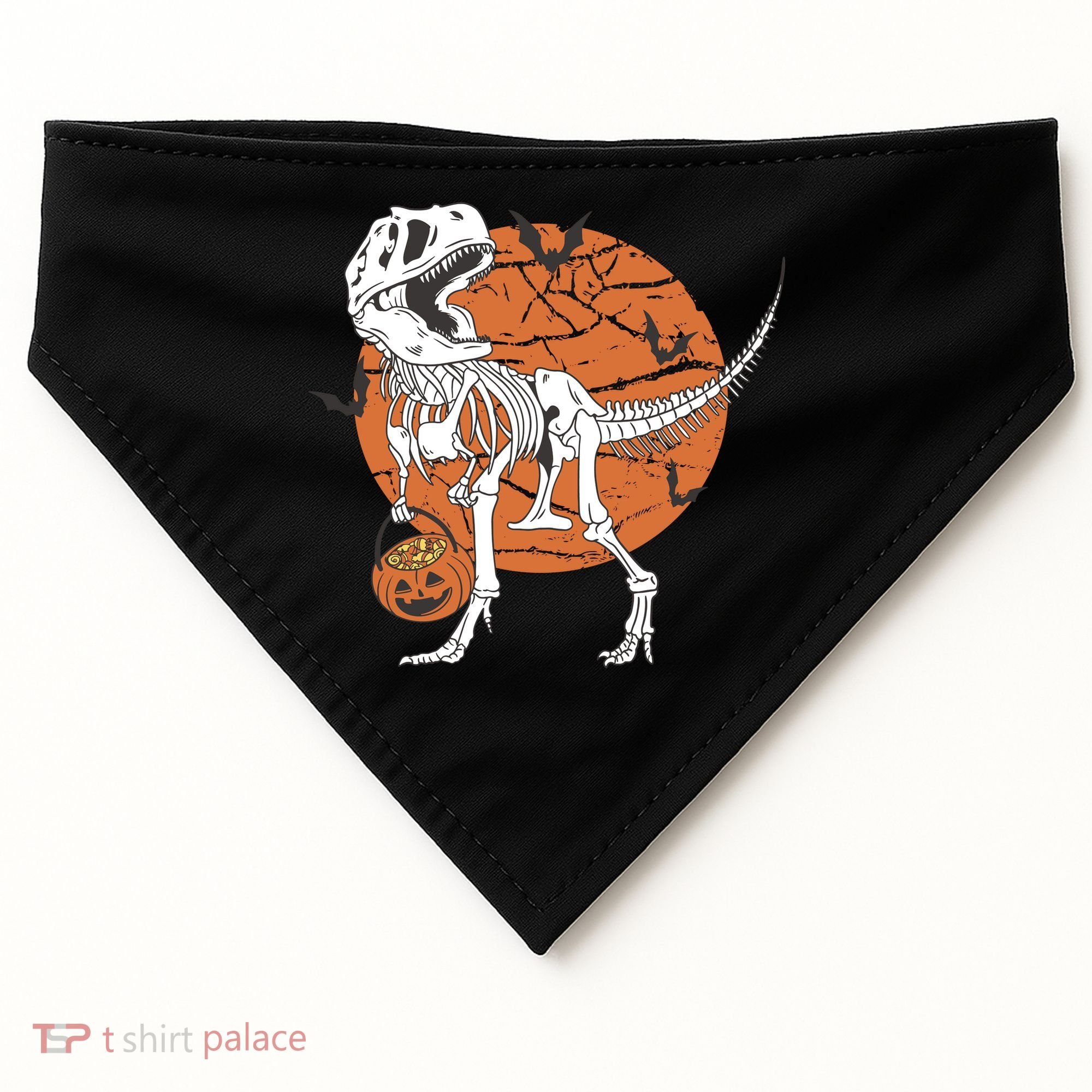 Halloween TRex Dinosaur Skeleton USA-Made Doggie Bandana