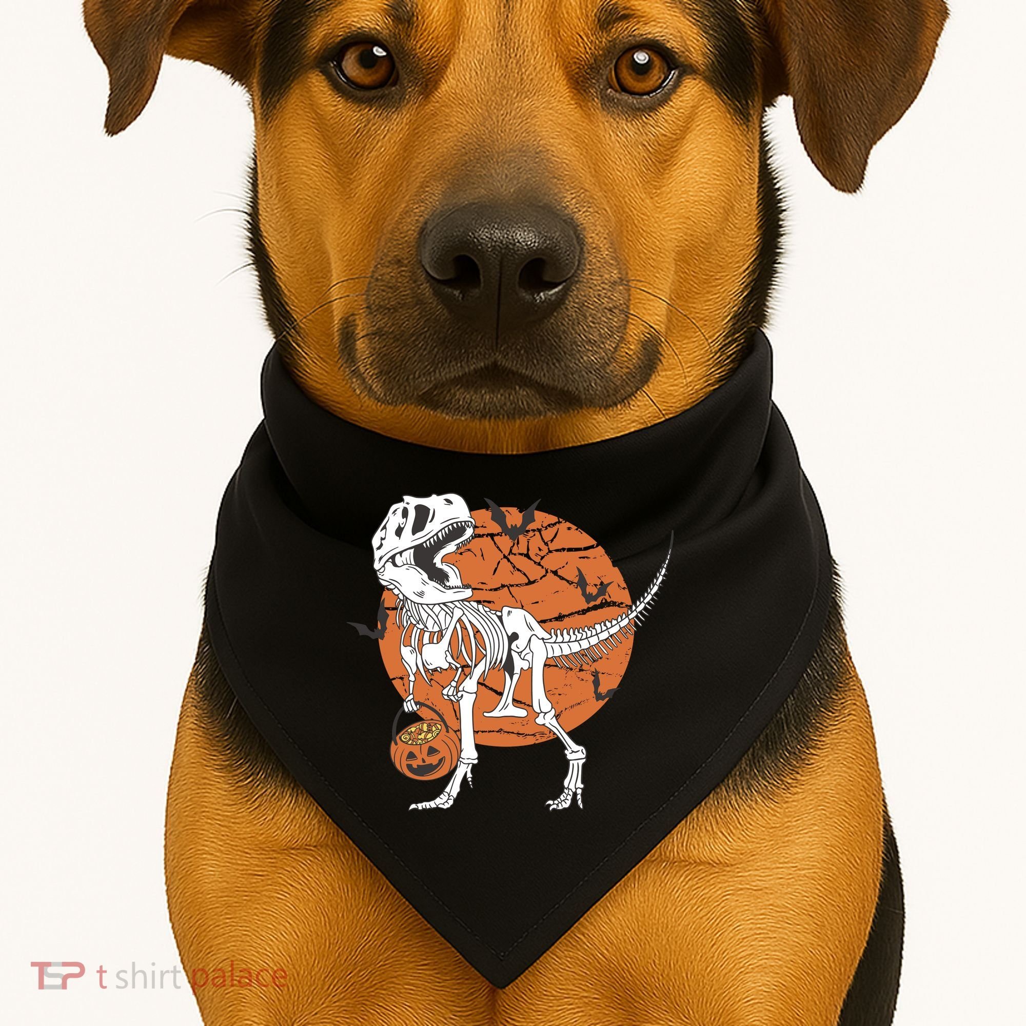 Halloween TRex Dinosaur Skeleton USA-Made Doggie Bandana