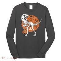 Halloween TRex Dinosaur Skeleton Long Sleeve Shirt thumb 0