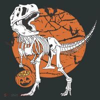 Halloween TRex Dinosaur Skeleton Button thumb 1