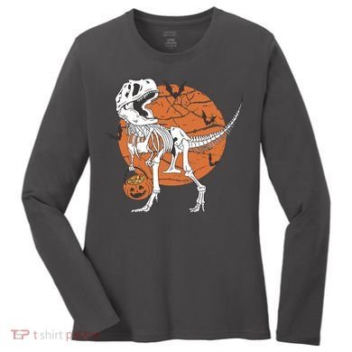 Halloween TRex Dinosaur Skeleton Women's Long Sleeve Shirt