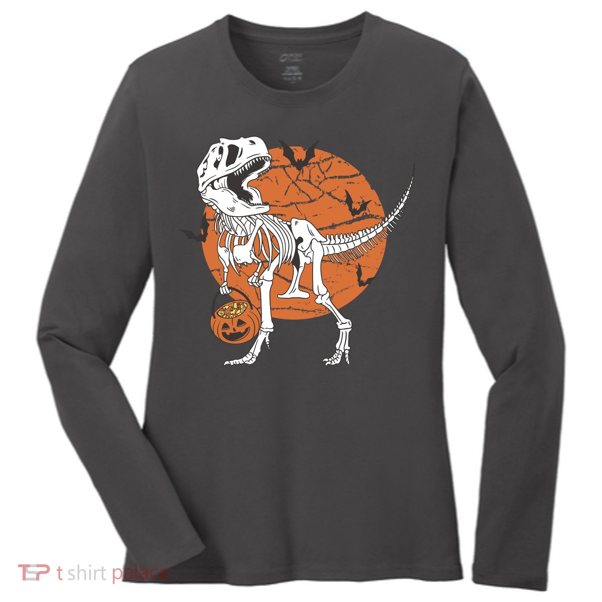 Halloween TRex Dinosaur Skeleton Women's Long Sleeve Shirt