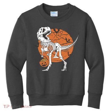 Halloween TRex Dinosaur Skeleton Kids Sweatshirt