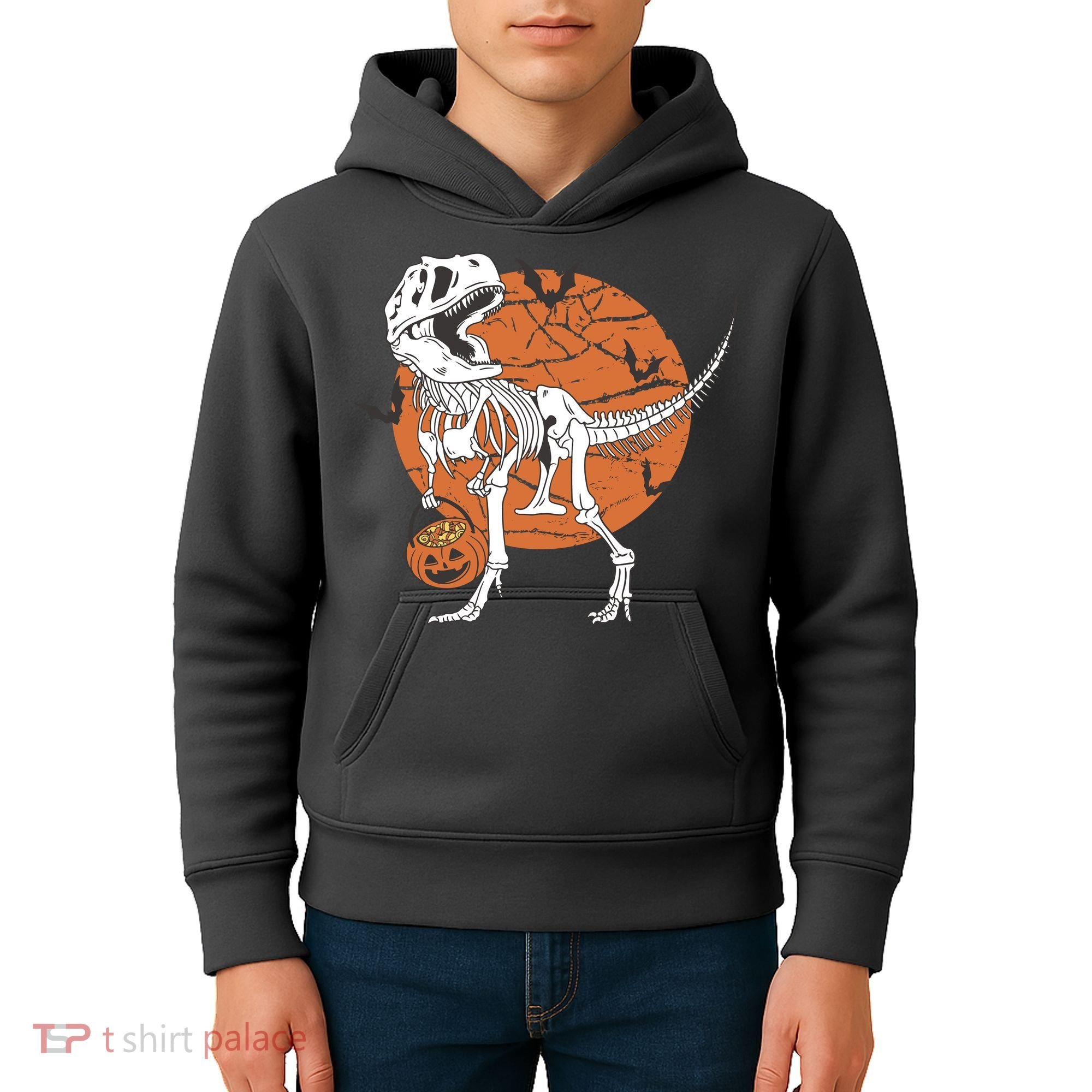 Halloween TRex Dinosaur Skeleton Kids Hoodie