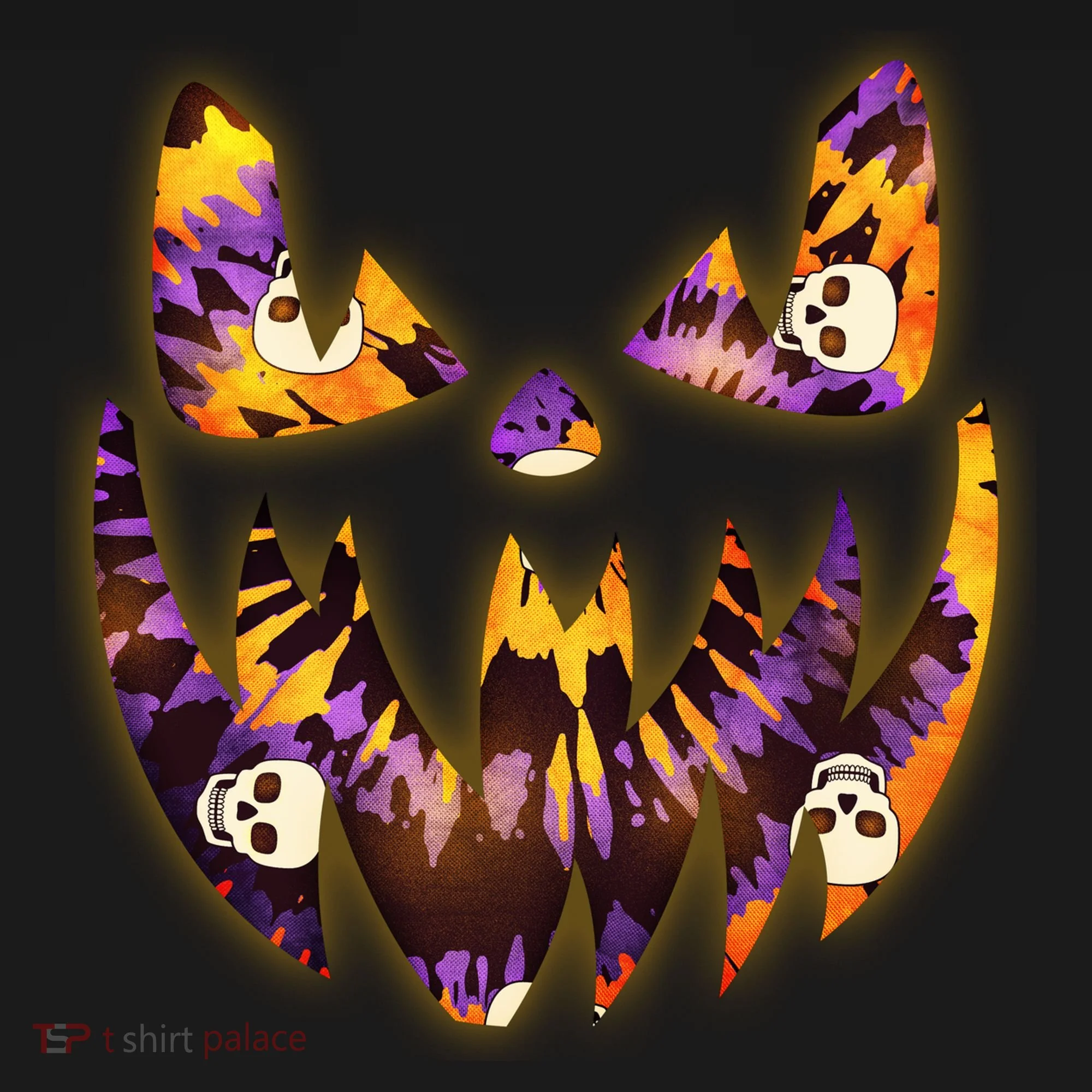 Halloween Tie Dye Jackolantern Face Doggie Tank