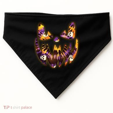 Halloween Tie Dye Jackolantern Face USA-Made Doggie Bandana