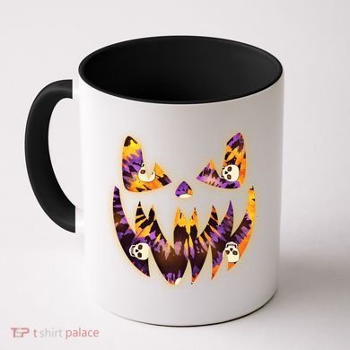 Halloween Tie Dye Jackolantern Face Coffee Mug