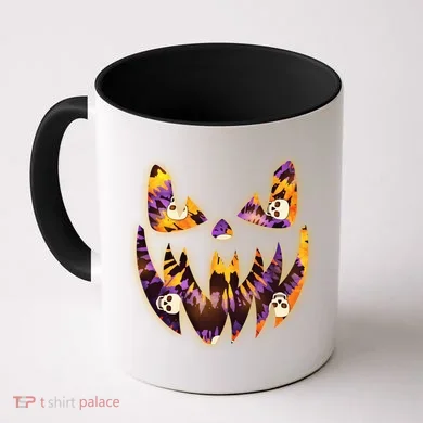 Halloween Tie Dye Jackolantern Face Coffee Mug