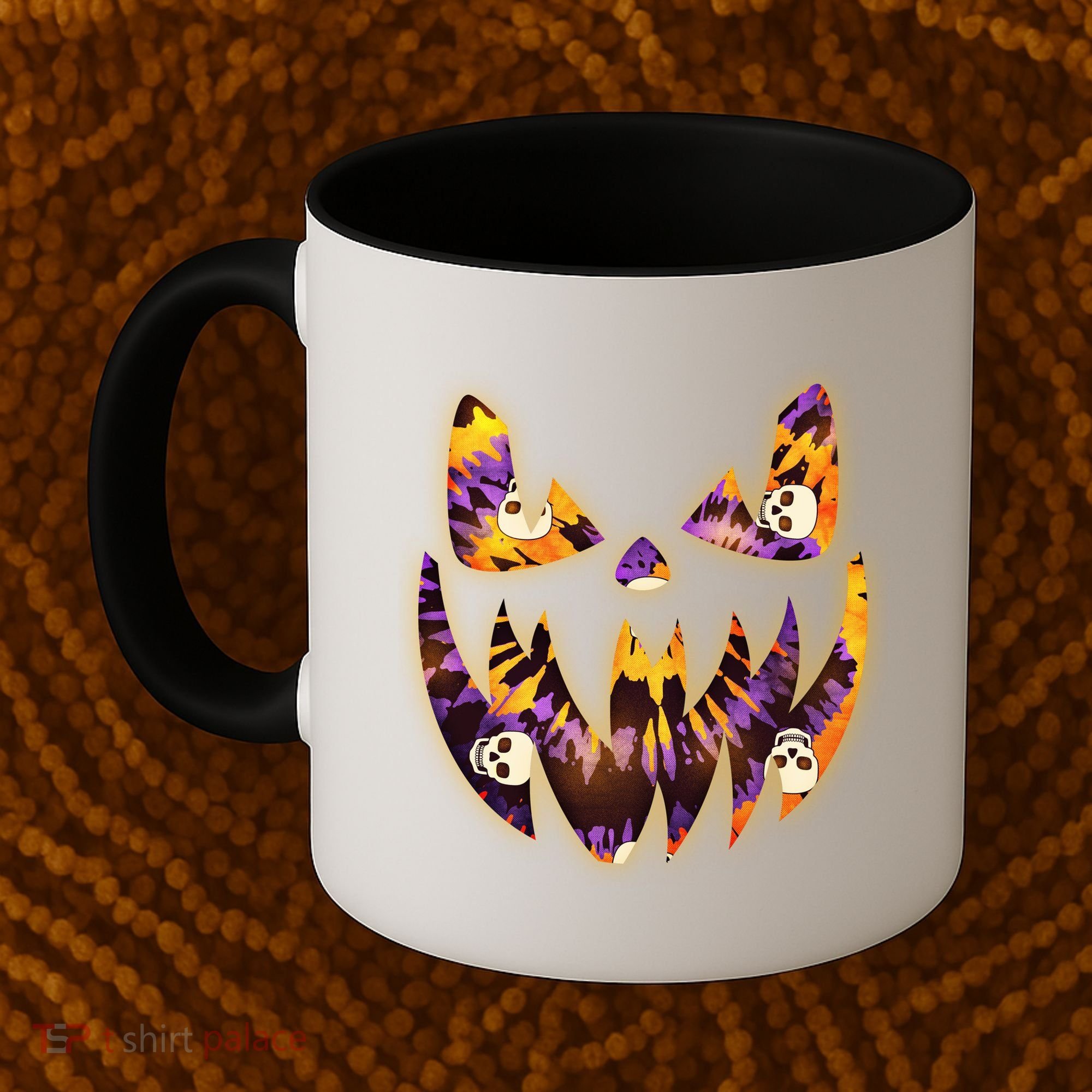 Halloween Tie Dye Jackolantern Face Coffee Mug