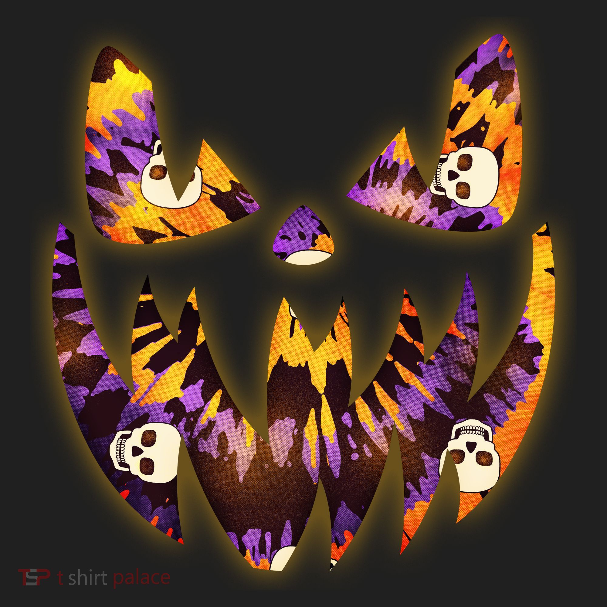 Halloween Tie Dye Jackolantern Face Beanie
