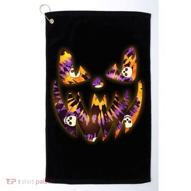 Halloween Tie Dye Jackolantern Face Golf Towel