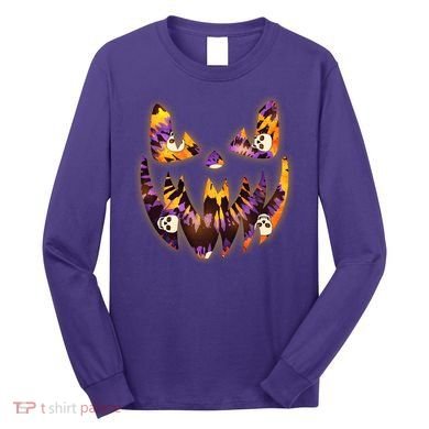 Halloween Tie Dye Jackolantern Face Long Sleeve Shirt