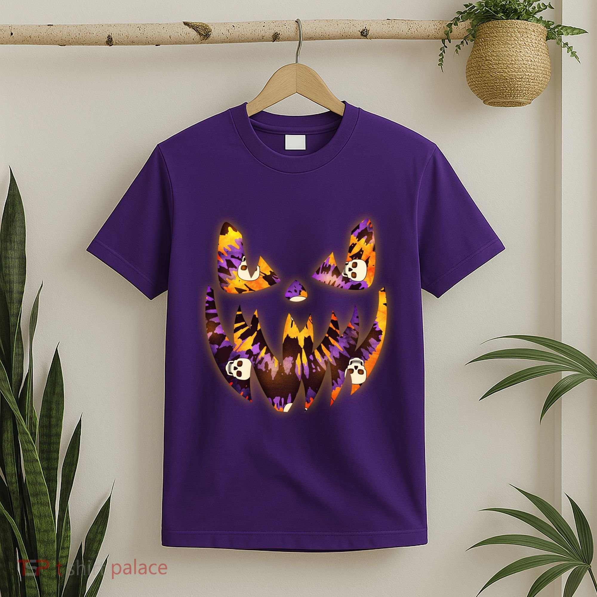 Halloween Tie Dye Jackolantern Face T-Shirt