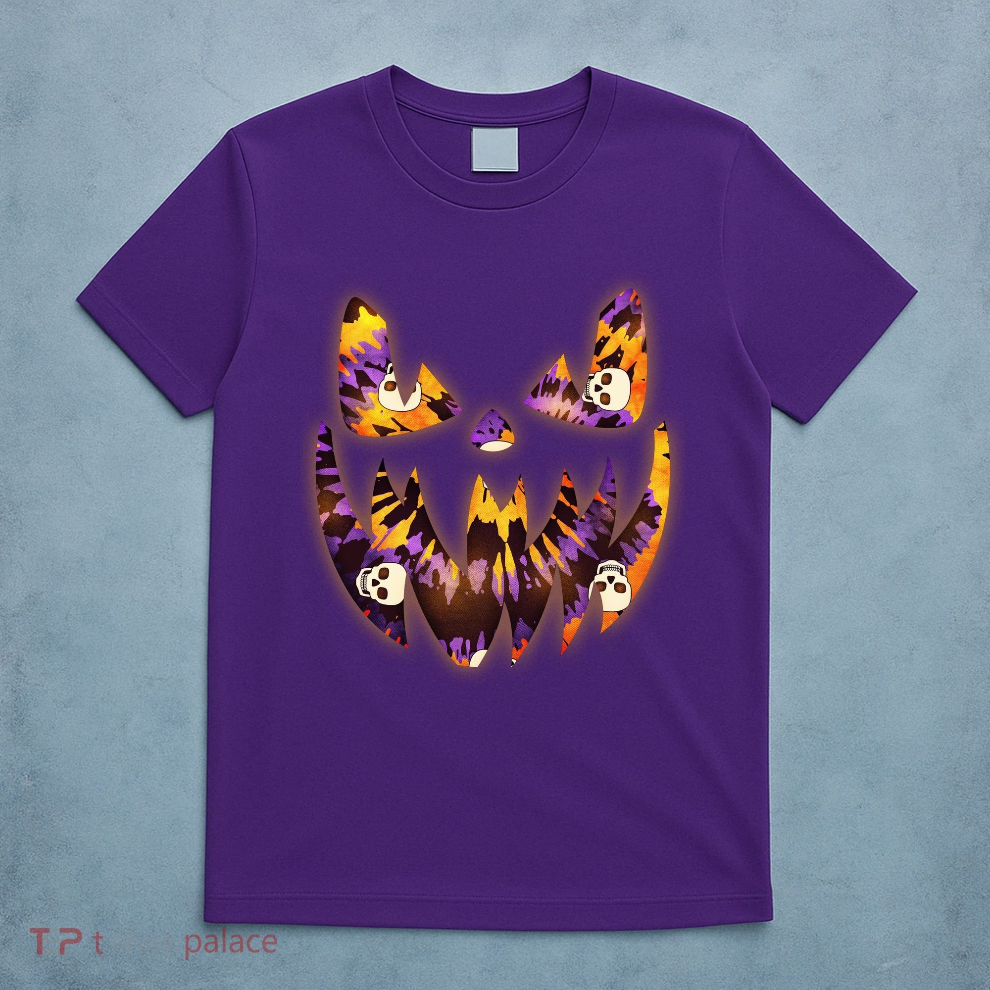 Halloween Tie Dye Jackolantern Face T-Shirt
